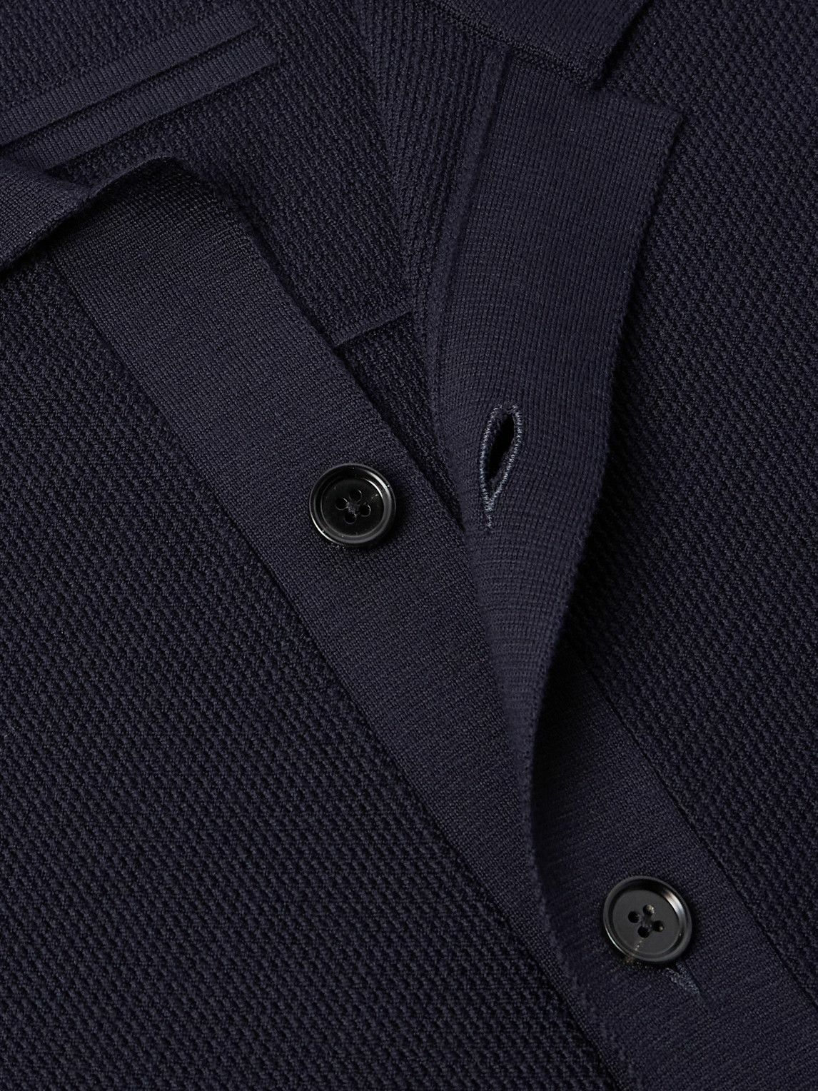 Zegna - Camp-Collar Wool-Piqué Cardigan - Blue