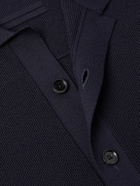 Zegna - Camp-Collar Wool-Piqué Cardigan - Blue