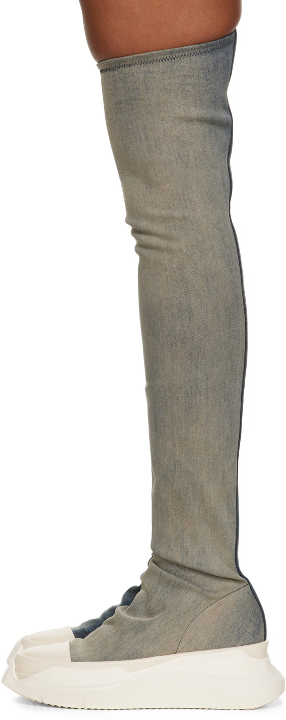 Rick Owens DRKSHDW Blue Abstract Stocking Tall Boots Rick