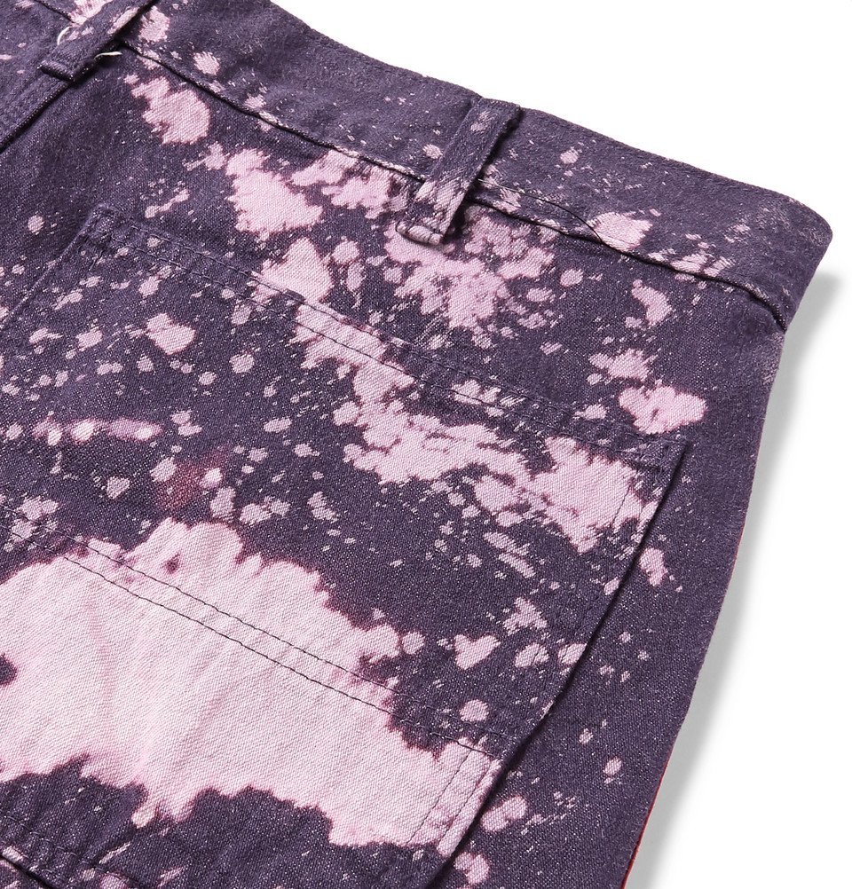 Needles - Wide-Leg Bleach-Splattered Denim Jeans - Purple Needles
