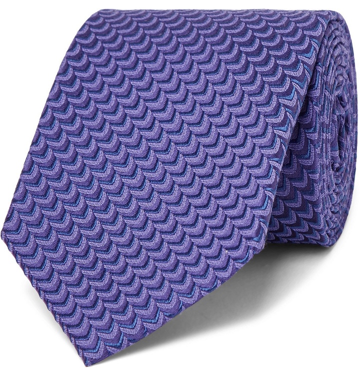 Photo: CHARVET - 8.5 Silk and Wool-Blend Jacquard Tie - Purple