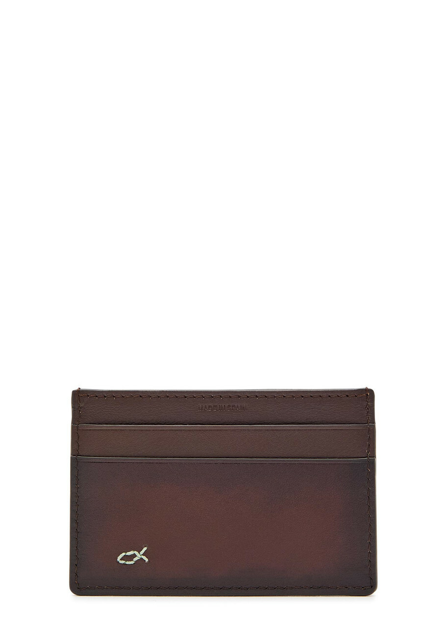 Paul Smith Embroidered Leather Card Holder - Brown - One Size