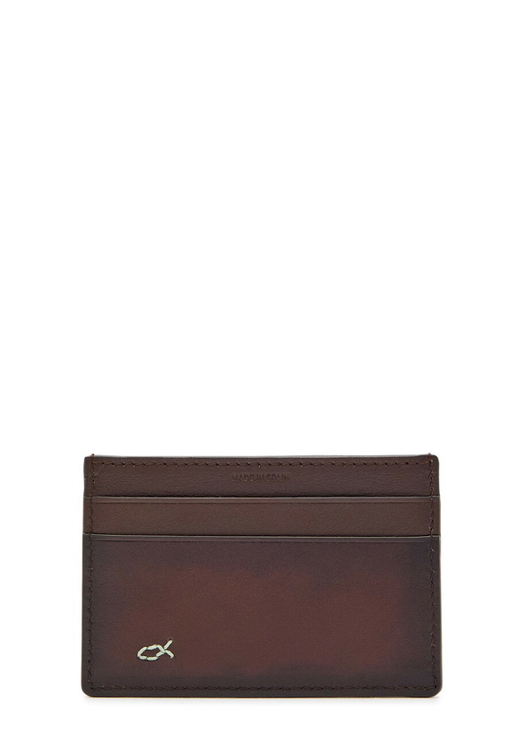 Photo: Paul Smith Embroidered Leather Card Holder - Brown - One Size