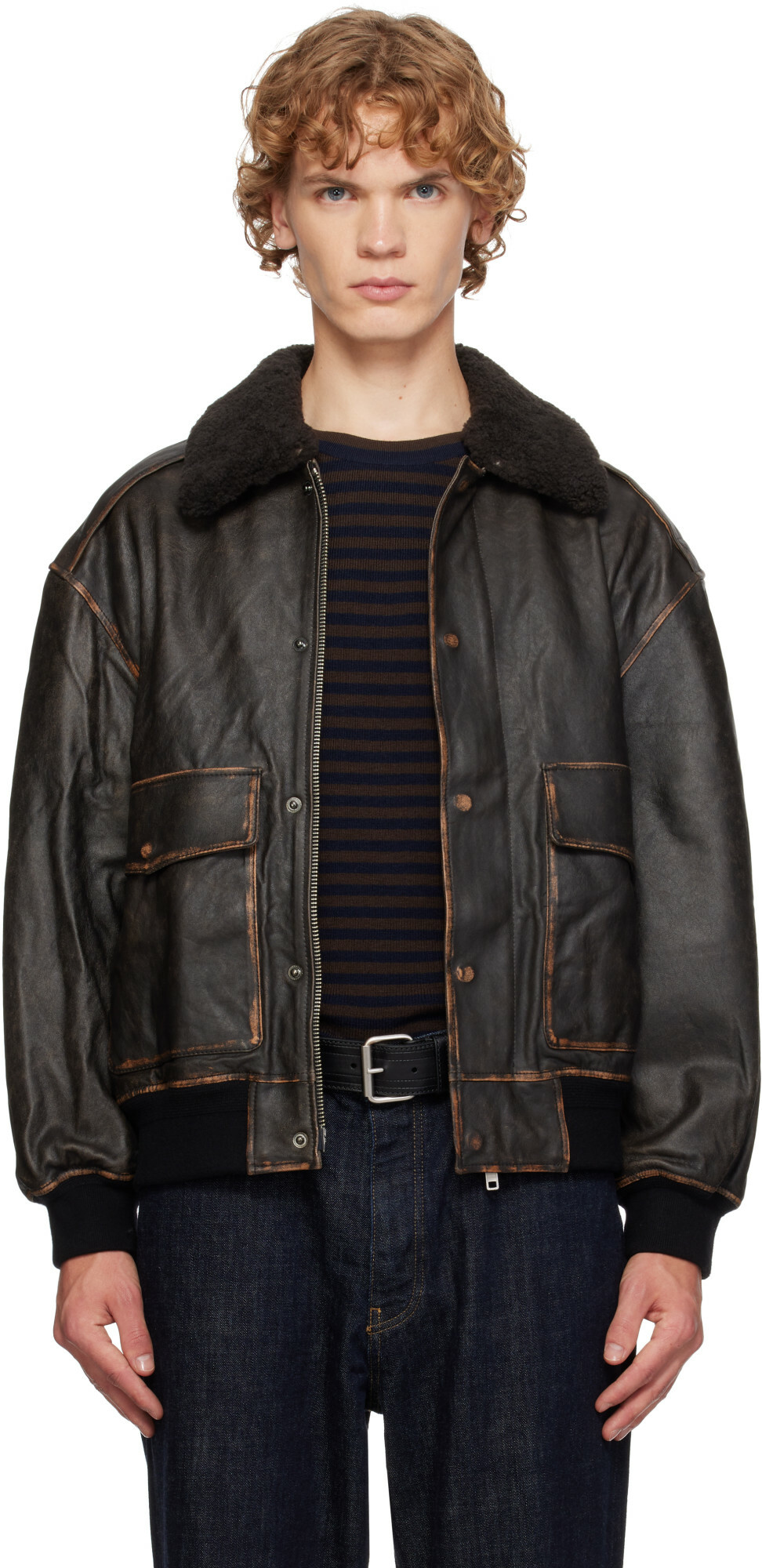 Dunst Black Detachable A-2 Leather Jacket