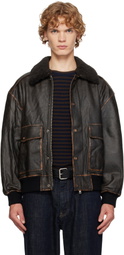 Dunst Black Detachable A-2 Leather Jacket