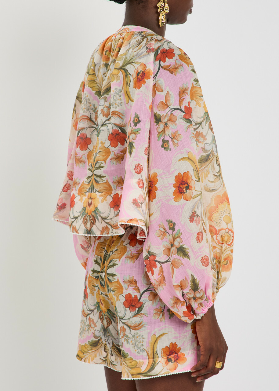 Borgo DE Nor Henri Floral-print Ramie Blouse Purple