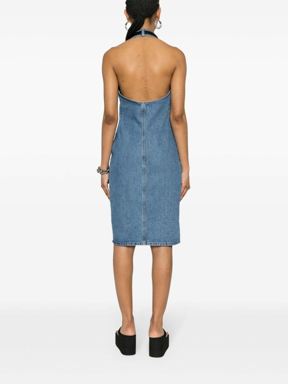Coperni Belted-Neck Denim Dress Coperni
