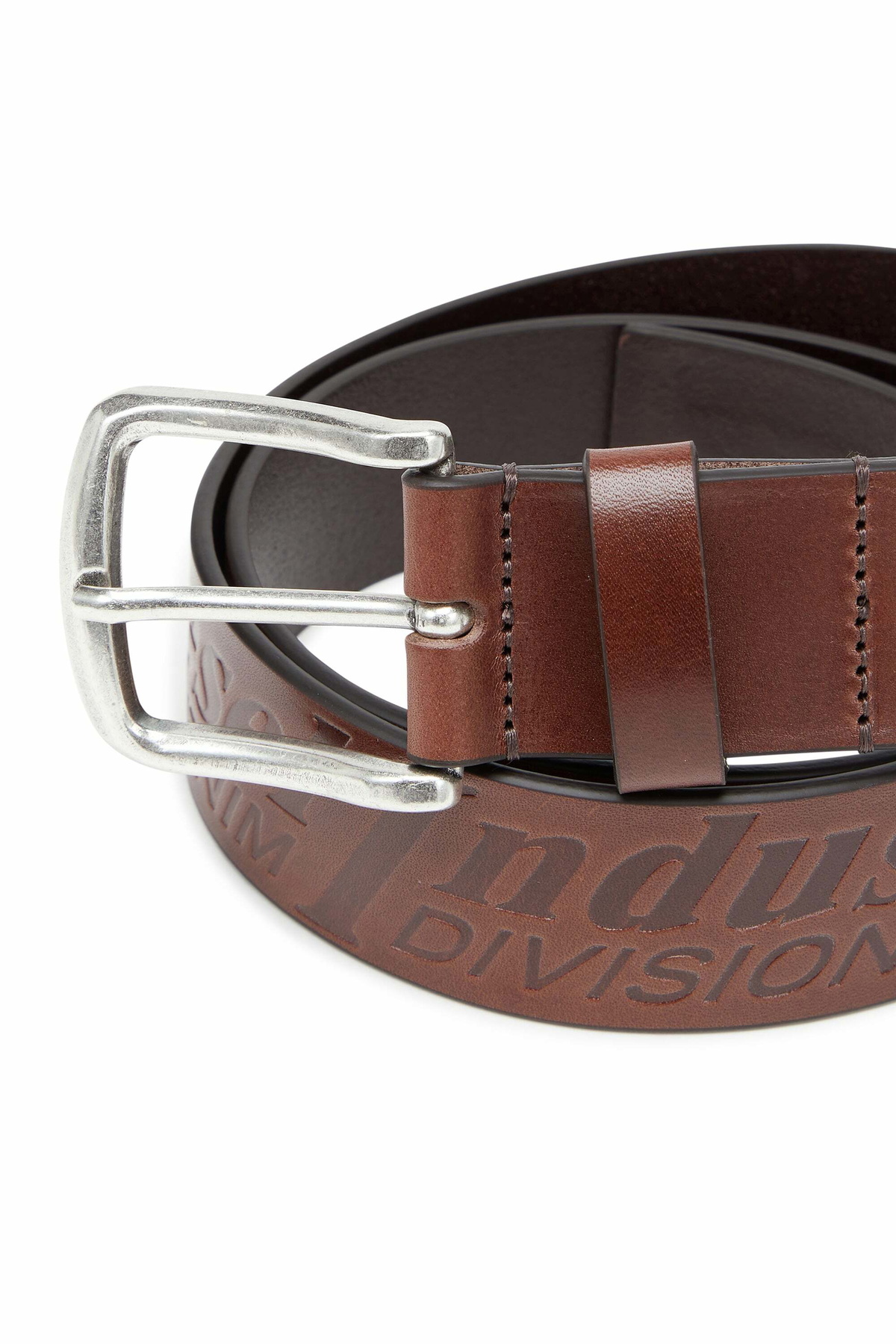 Diesel 4 cm leather belt with engraved logo - Belts Mens in Brown