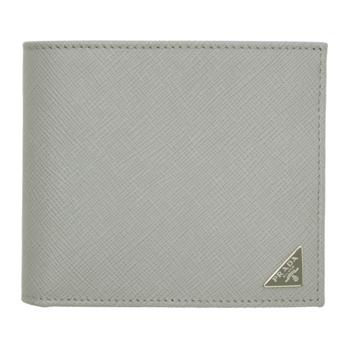 Photo: Prada Grey Saffiano Triangle Wallet