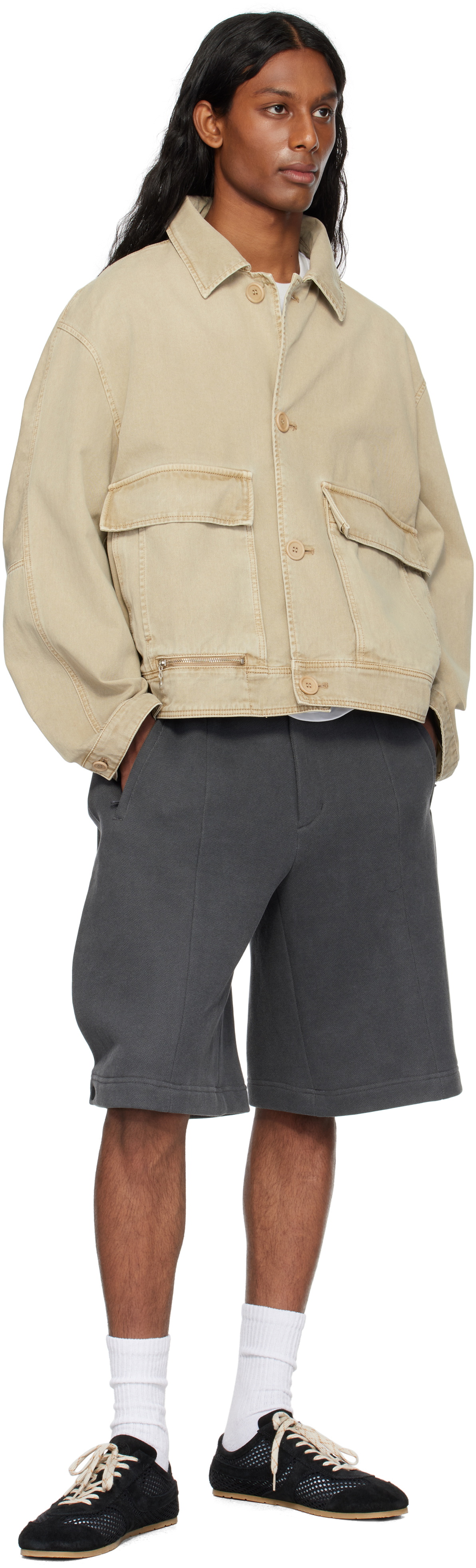 Solid Homme Gray Drawstring Shorts