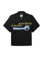 Wacko Maria - Neck Face Convertible-Collar Printed TENCEL™ Lyocell Shirt - Black