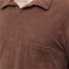 Universal Works Men's Terry Fleece Vacation Polo Shirt in Brown