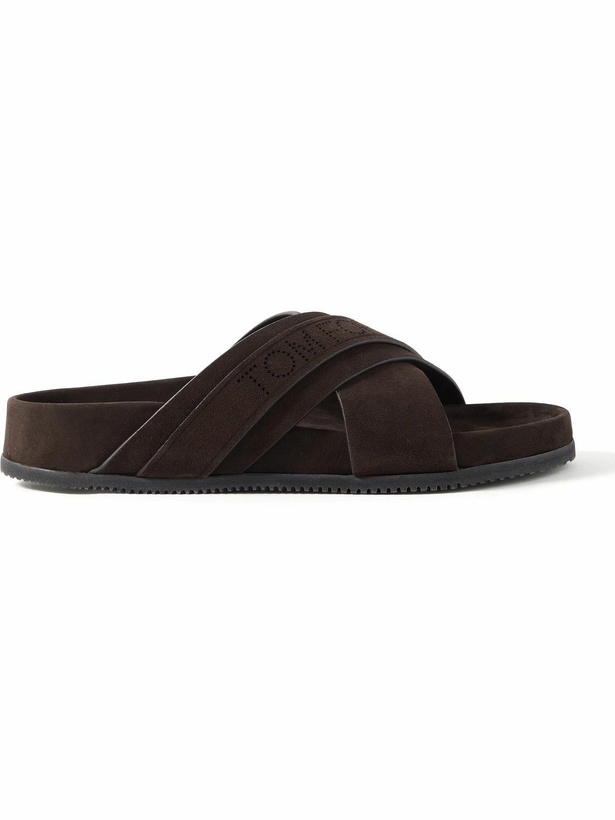 Photo: TOM FORD - Wicklow Perforated Suede Slides - Brown