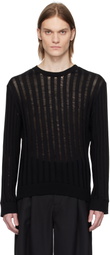 LGN Louis Gabriel Nouchi Black Ribbed Laddering Sweater