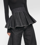 Alaïa Peplum denim skirt belt