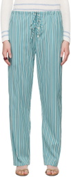 Bode Blue Shore Stripe Trousers