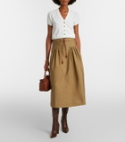 Max Mara Tempio belted cotton twill midi skirt