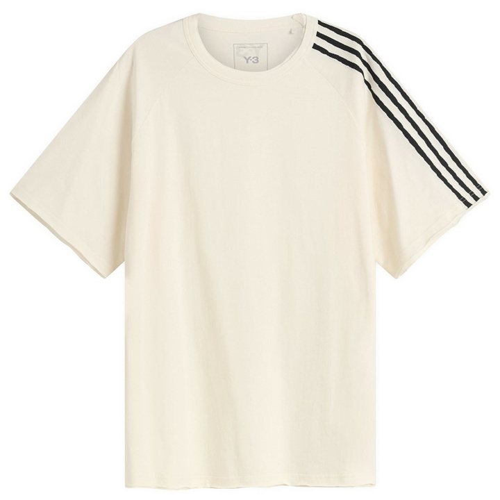 Photo: Y-3 Men's Distressed Short Sleeve T-Shirt in Beige