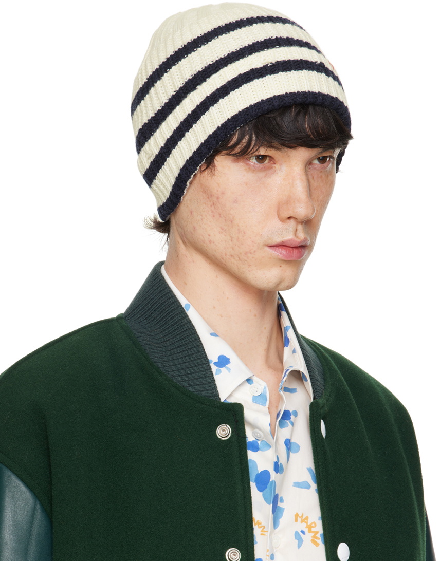 Marni Off-White Striped Beanie Marni display picture 1