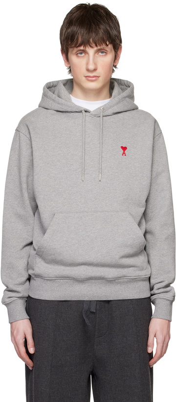 Photo: AMI Paris Gray Ami De Cœur Hoodie