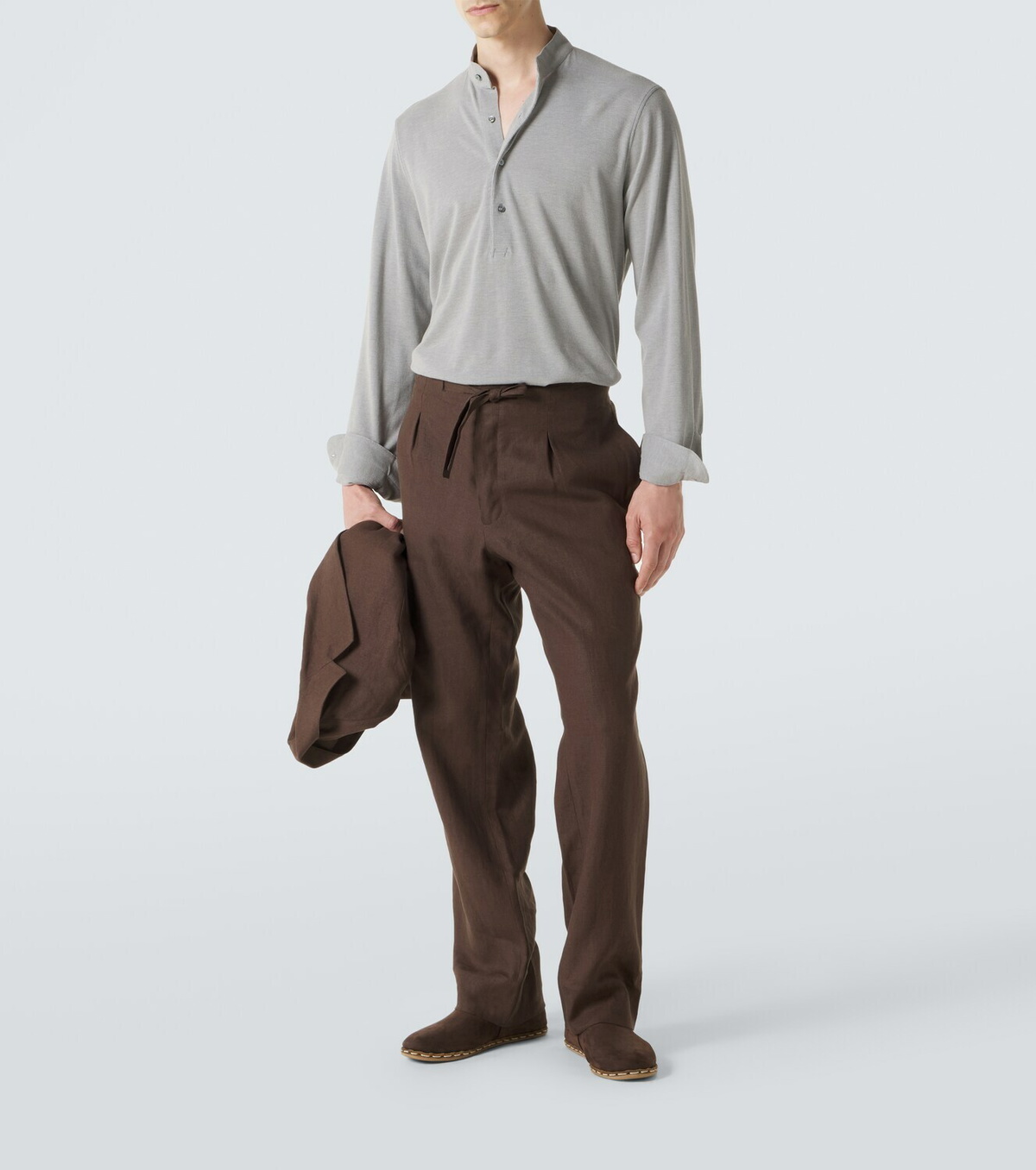 Stòffa Cotton and silk Henley shirt
