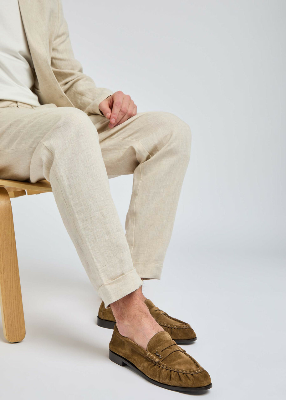 Saint Laurent Le Loafer Suede Loafers Tan Saint Laurent