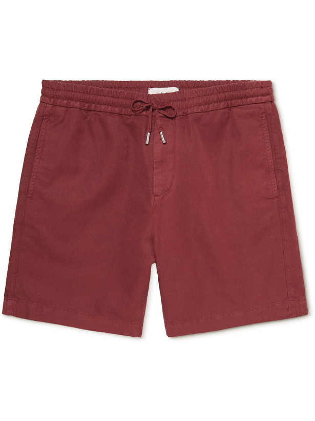 Photo: Mr P. - Slub Linen and Cotton-Blend Drawstring Shorts - Burgundy