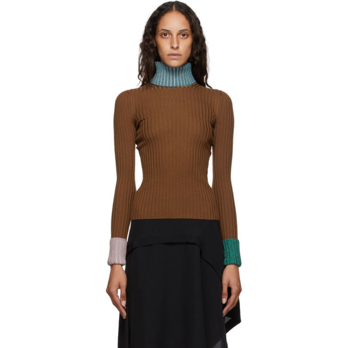 Lanvin Orange Rib Knit Turtleneck Sweater Lanvin