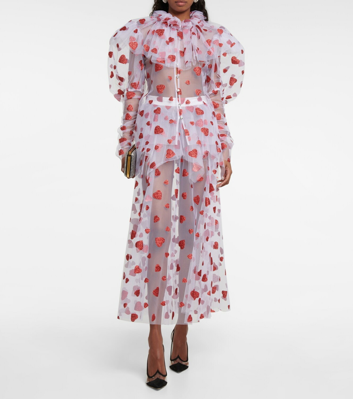 Rodarte - Glittered tulle blouse