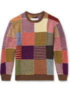 BODE - Patchwork Merino Wool Sweater - Brown