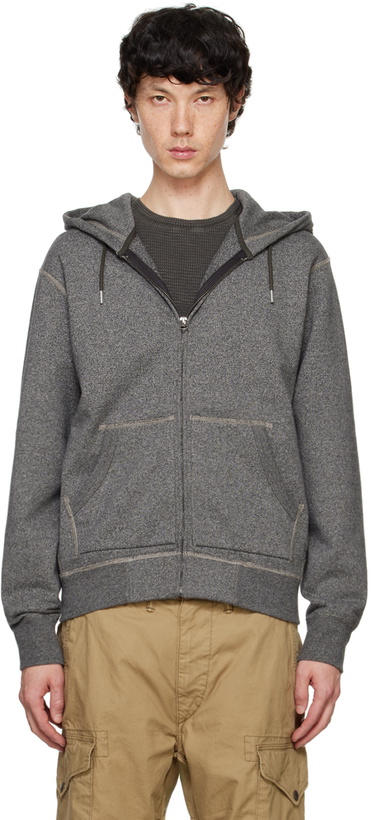 Photo: RRL Gray French Terry Full-Zip Hoodie
