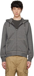 RRL Gray French Terry Full-Zip Hoodie