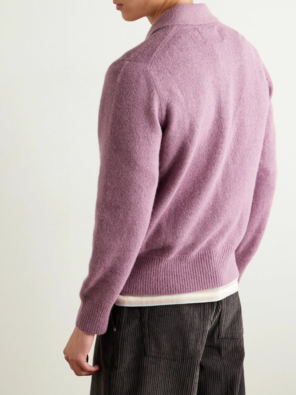 Corridor - Baby Alpaca-Blend Polo Sweater - Purple
