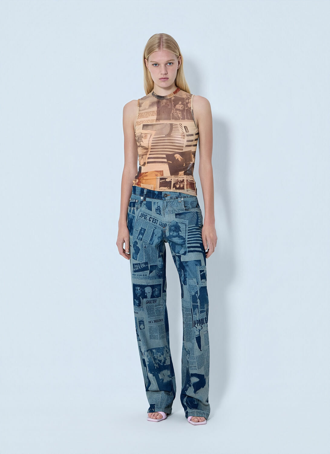 Jean Paul Gaultier Newspaper Print Jeans