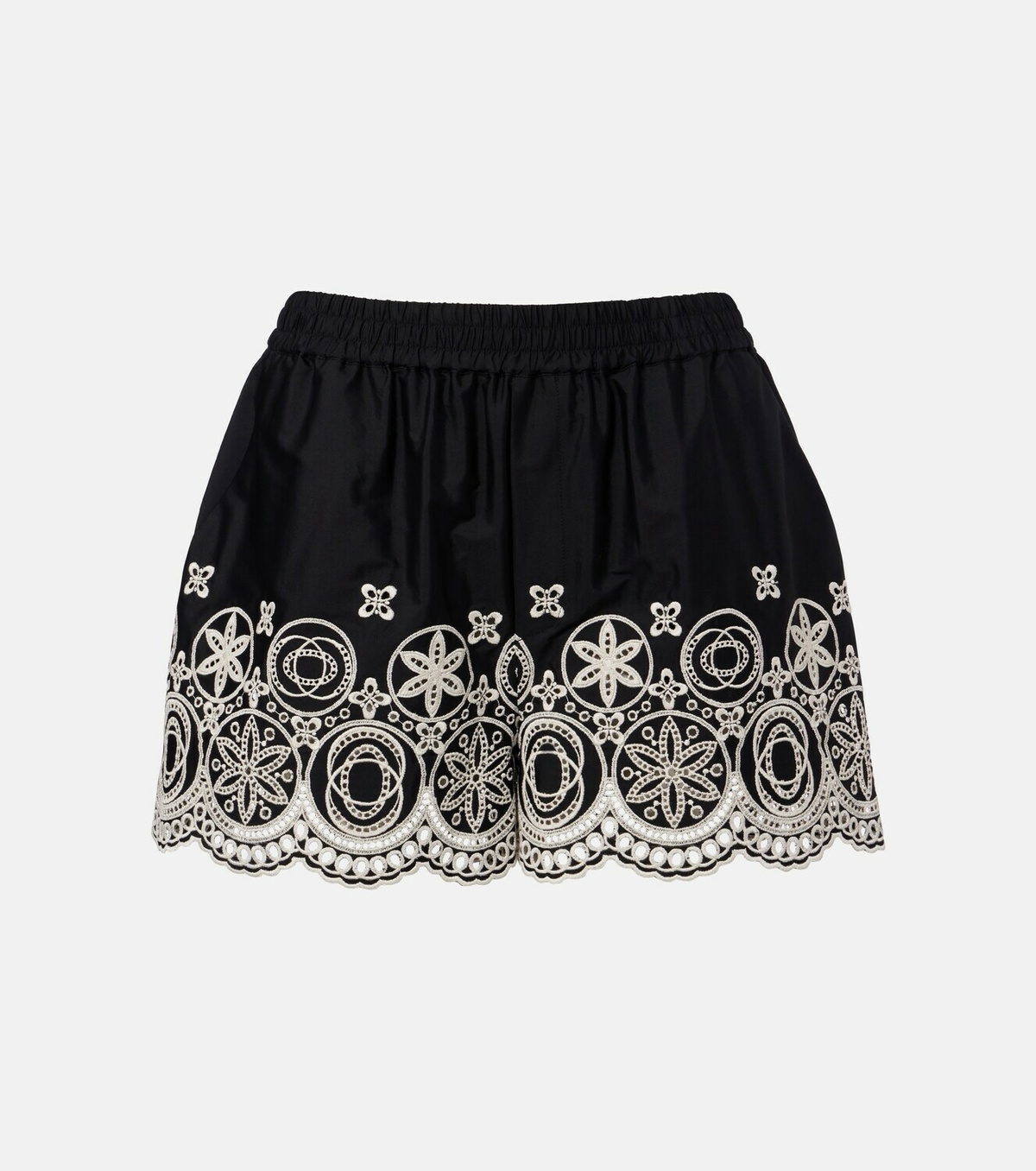 La DoubleJ Pull-Up embroidered cotton shorts