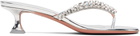 Amina Muaddi Silver Gigi Thong Heeled Sandals