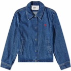 AMI Men's Heart Denim Jacket in Blue