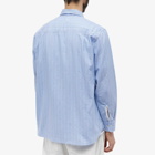 Universal Works Men's Posh Stripe Square Pocket Shirt in Blue