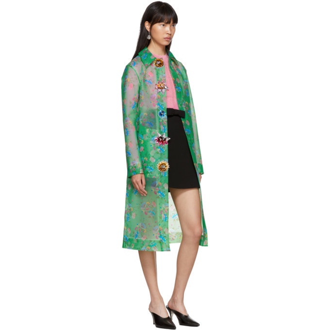 Christopher Kane Green Archive Floral Long Raincoat Christopher Kane