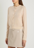 Courrèges Buckle Fastening Merino Wool Cardigan Sand
