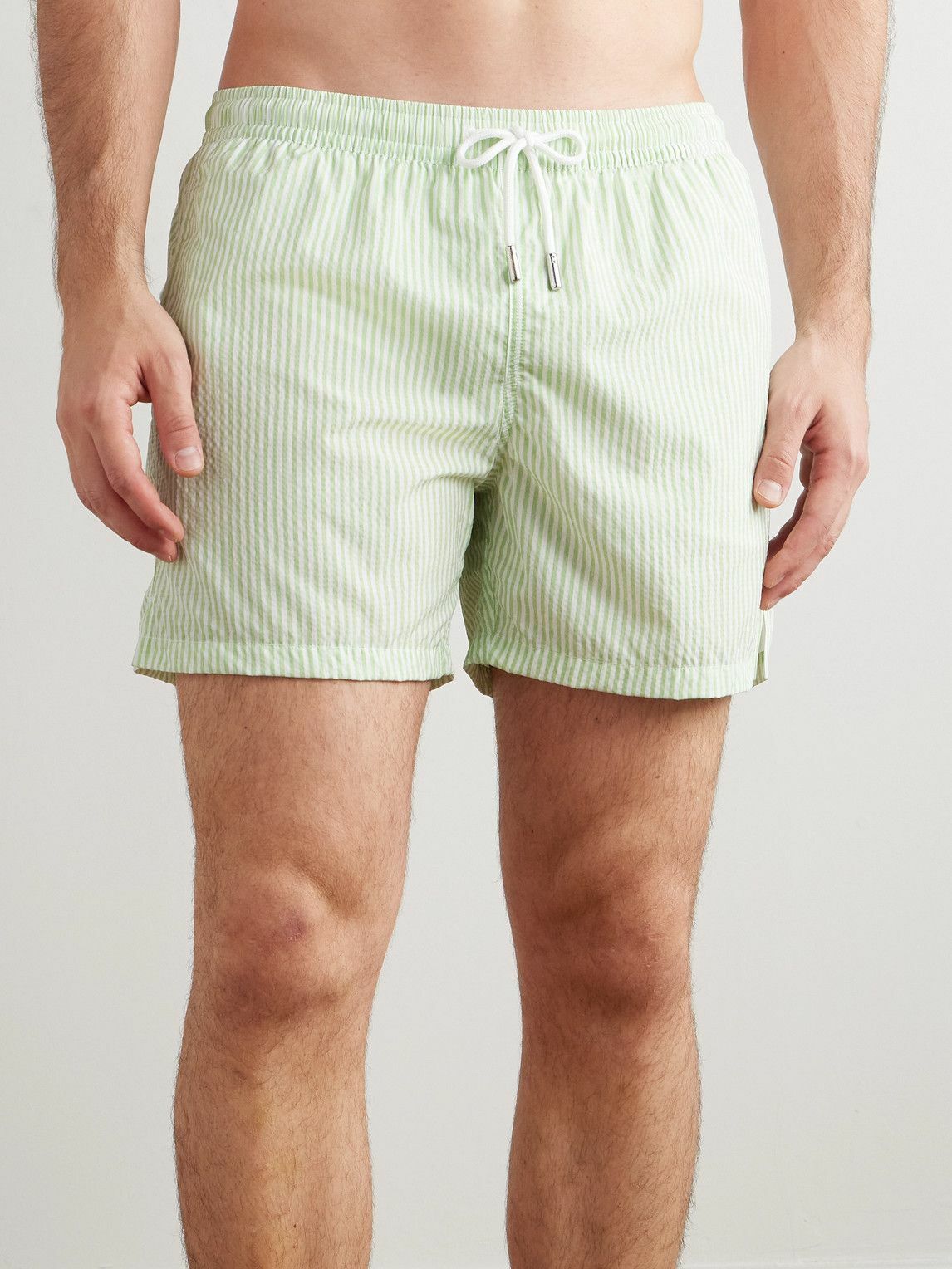 Thom Sweeney - Straight-Leg Mid-Length Striped Swim Shorts - Green