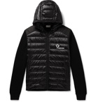 Moncler - Slim-Fit Panelled Waffle-Knit Cotton and Quilted Shell Down Zip-Up Sweater - Black