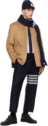 Thom Browne Navy Classic 4-Bar Loopback Scarf