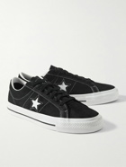 Converse - One Star Pro Leather-Trimmed Suede Sneakers - Black