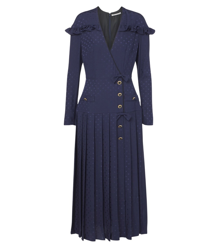 Photo: Alessandra Rich Pleated silk jacquard midi dress
