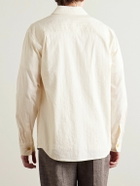 MILES LEON - Field Striped Tumbled Cotton and Linen-Blend Shirt - Neutrals