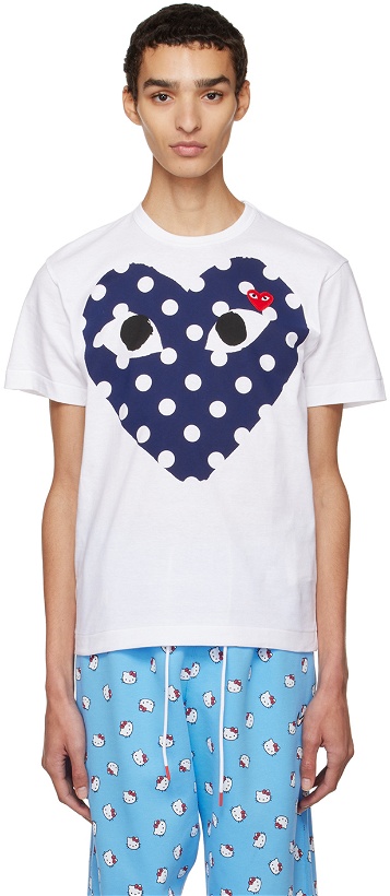 Photo: COMME des GARÇONS PLAY White Polka Dot Heart T-Shirt
