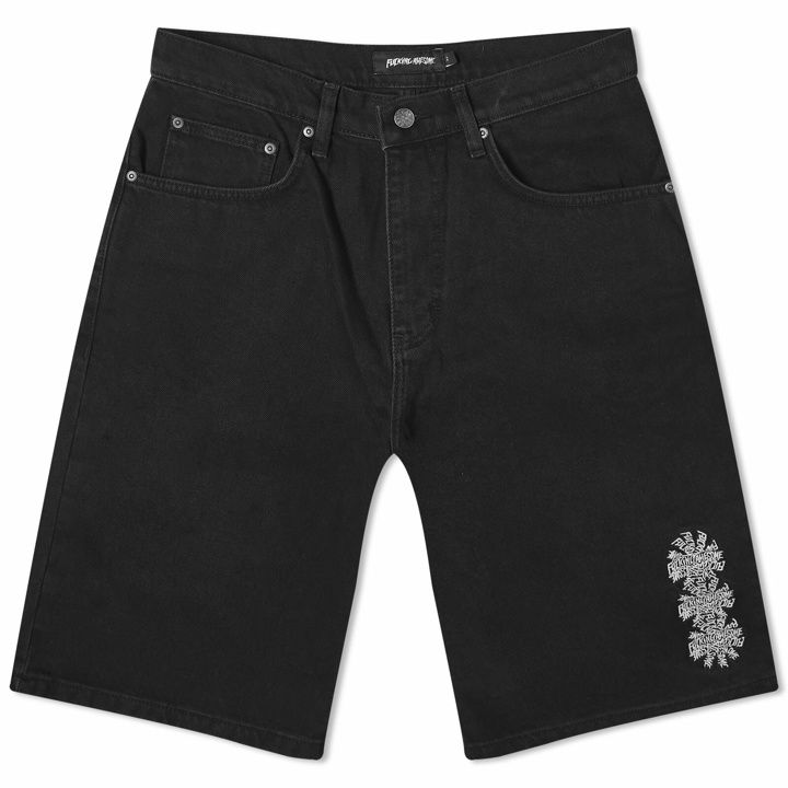 Photo: Fucking Awesome Men's 3 Spiral Denim Shorts in Black