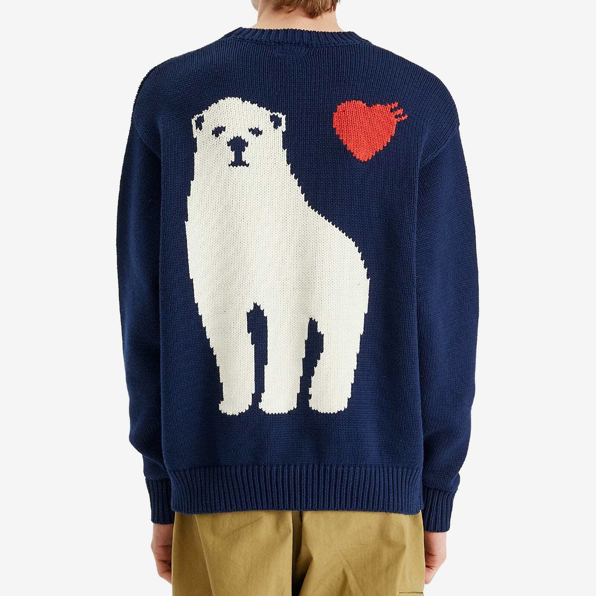 Human Made Men's Polar Bear Crew Neck Knitted Jumper in Navy