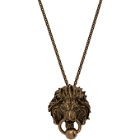 Saint Laurent Gold Lion Head Pendant Necklace